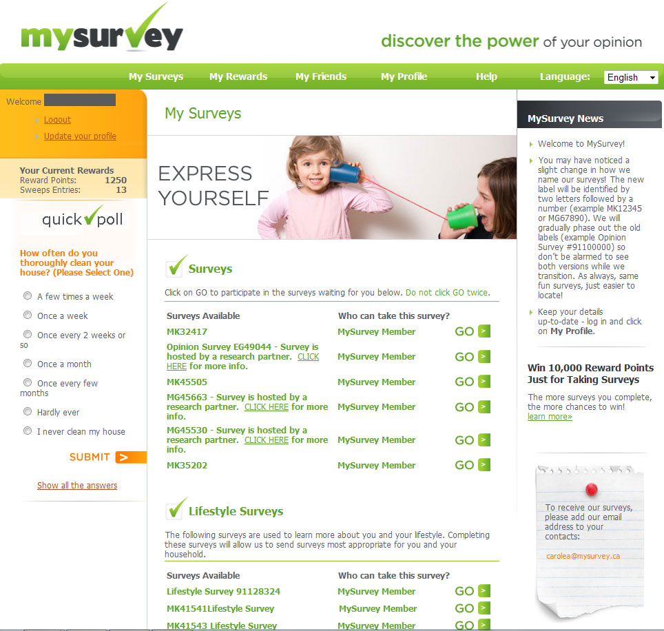 MySurvey surveys